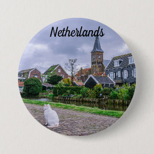 Traditioneel vissersdorp Marken in Nederland Ronde Button 7,6 Cm