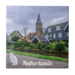 Traditioneel vissersdorp Marken in Nederland Tegeltje