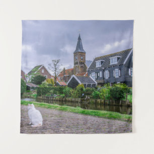 Traditioneel vissersdorp Marken in Nederland Wandkleed
