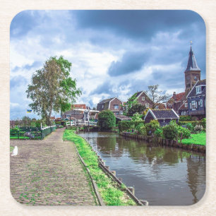 Traditioneel vissersdorp Marken, Nederland Kartonnen Onderzetters