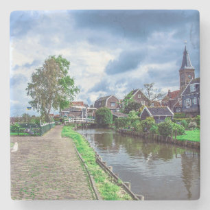Traditioneel vissersdorp Marken, Nederland Stenen Onderzetter