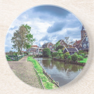 Traditioneel vissersdorp Marken, Nederland Zandsteen Onderzetter