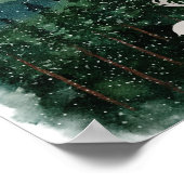 Traditioneel vrolijk kerst-rendier in het bos poster (Hoek)