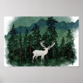 Traditioneel vrolijk kerst-rendier in het bos poster (Voorkant)