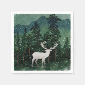 Traditioneel vrolijk kerst-rendier in het bos servet (Voorkant)