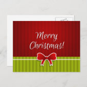 Traditioneel "Vrolijk kerstfeest!" Rood groen ontw Feestdagenkaart (Voorkant / Achterkant)