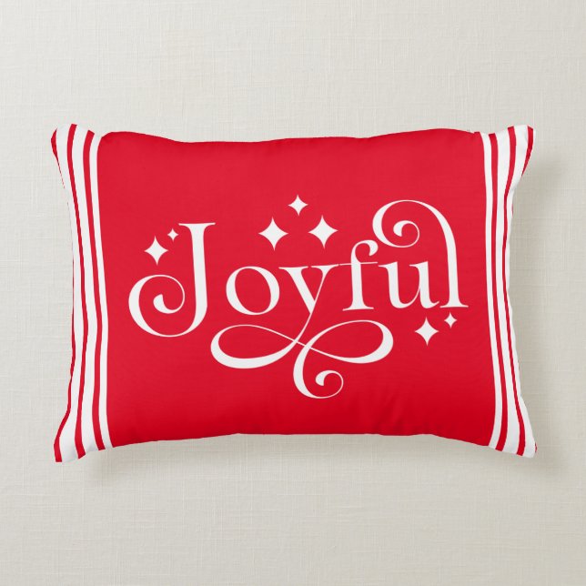 Traditioneel vrolijk kerstscript Red Lumbar Accent Kussen (Voorkant)
