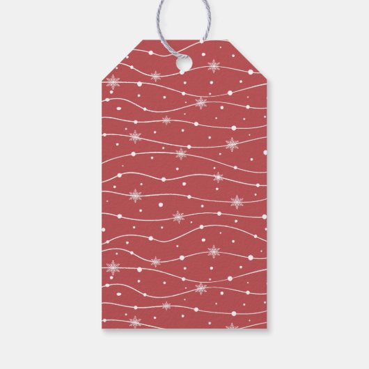 Traditioneel - Warm rood - Snowflake cadeau Labels Cadeaulabel (Achterkant)