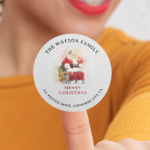 Traditioneel Waterverf Santa Claus Retouradres Ronde Sticker