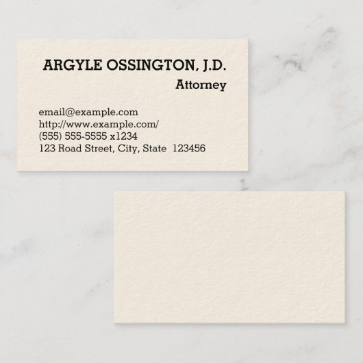 Traditioneel, wettelijk professioneel Visitekaartj Visitekaartje (Voorkant / Achterkant)