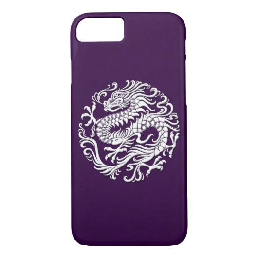 Traditioneel wit op Paarse Chinese drakencirkel Case-Mate iPhone Case (Achterkant)