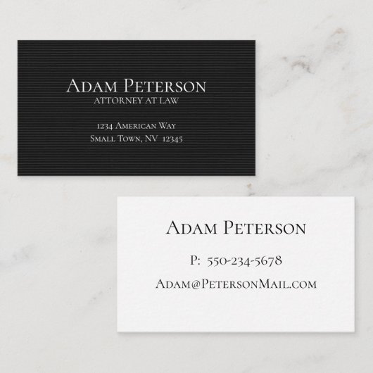 Traditioneel wit op zwart minimalistisch visitekaartje (Voorkant / Achterkant)