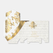 Traditioneel wit perkament en gouden damast bruilo bedankdoosjes (Uitgevouwen)