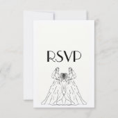 Traditioneel witte lesbische trouwmenu keuze RSVP Kaartje (Achterkant)