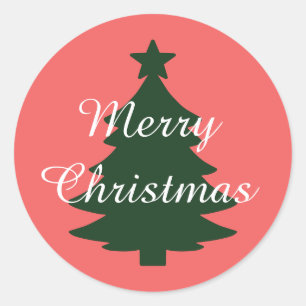 Traditioneel - zacht rood - Merry Christmas Sticke Ronde Sticker