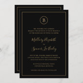 Traditioneel zwart en goud in één bruiloft kaart (Voorkant / Achterkant)