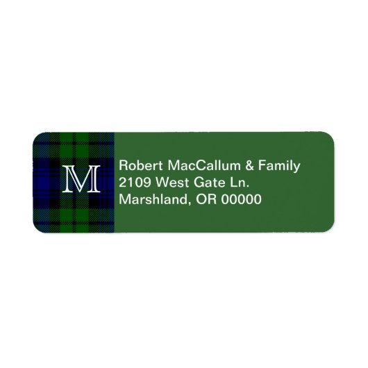 Traditioneel zwart horloge Tartan Plaid Etiket (Voorkant)