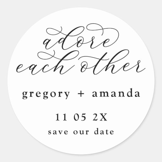 Traditioneel zwart op witte elegante kalligrafie ronde sticker (Voorkant)