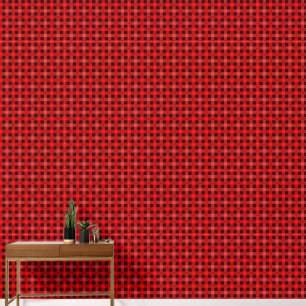 Traditioneel Zwart Rood Plaid Textured Behang