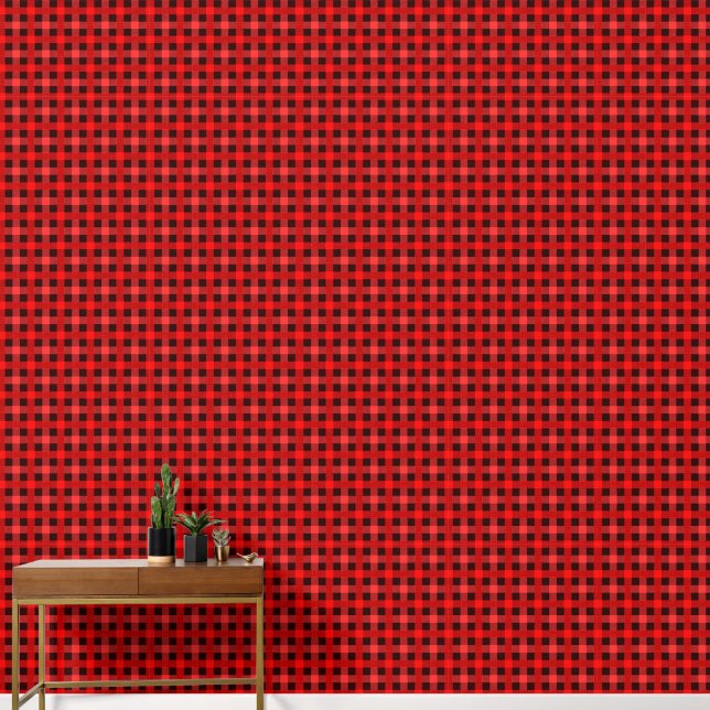 Traditioneel  Zwart Rood Plaid Textured Behang (Hal)