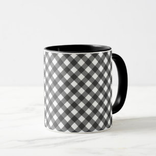 Traditioneel zwart-wit geruit Picknick Cottagecore Mok