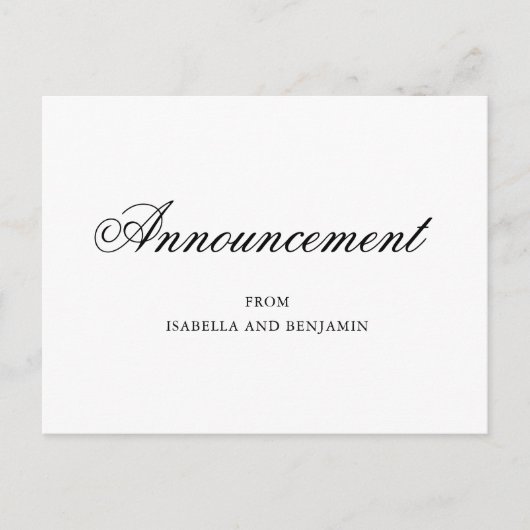 Traditioneel zwart-wit huwelijksfeest briefkaart (Voorkant)