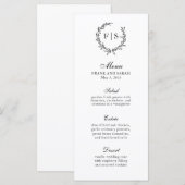 Traditioneel zwart-wit monogram krans menu (Voorkant / Achterkant)