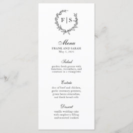 Traditioneel zwart-wit monogram krans menu