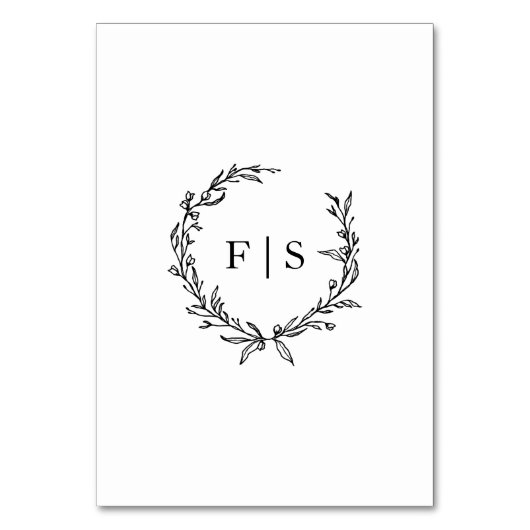 Traditioneel zwart-wit Wreatemonogram Kaart (Achterkant)