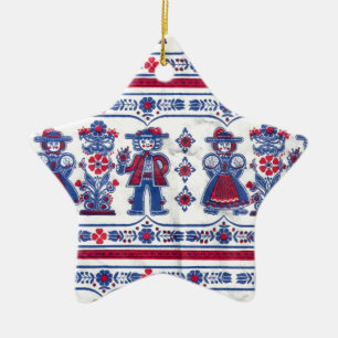 Traditioneel Zwitsers folklore-patroon Keramisch Ornament