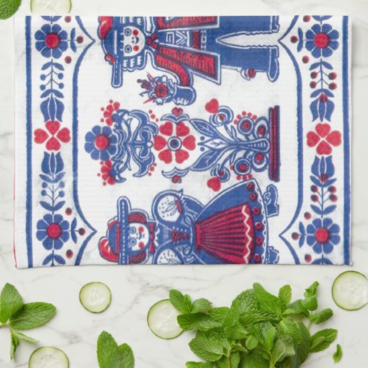 Traditioneel Zwitsers folklore-patroon Theedoek (Gevouwen)