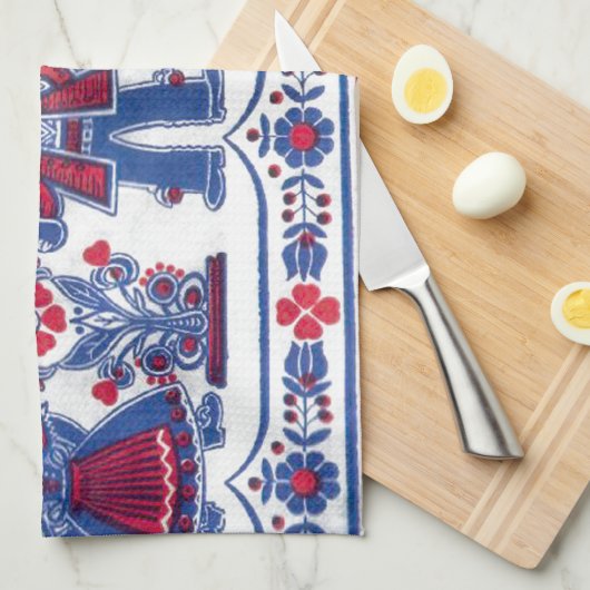 Traditioneel Zwitsers folklore-patroon Theedoek (Quarter Fold)