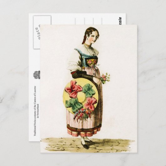 Traditioneel Zwitsers kostuum van het kanton Lucer Briefkaart (Voorkant / Achterkant)