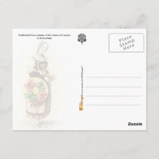 Traditioneel Zwitsers kostuum van het kanton Lucer Briefkaart (Achterkant)