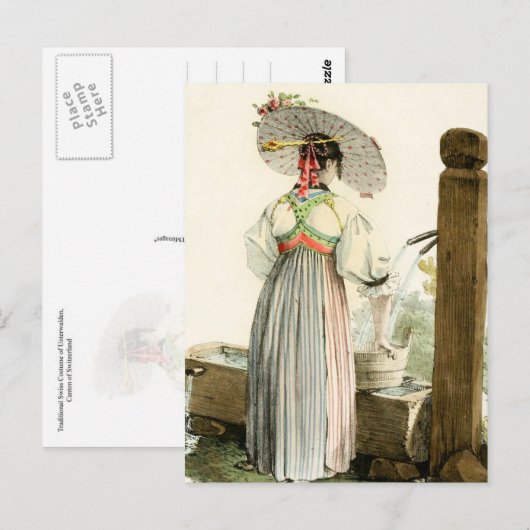Traditioneel Zwitsers kostuum van Unterwalden Briefkaart (Voorkant / Achterkant)