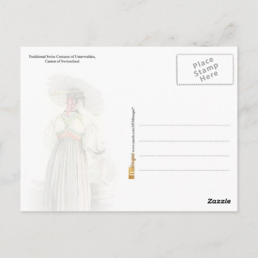 Traditioneel Zwitsers kostuum van Unterwalden Briefkaart (Achterkant)