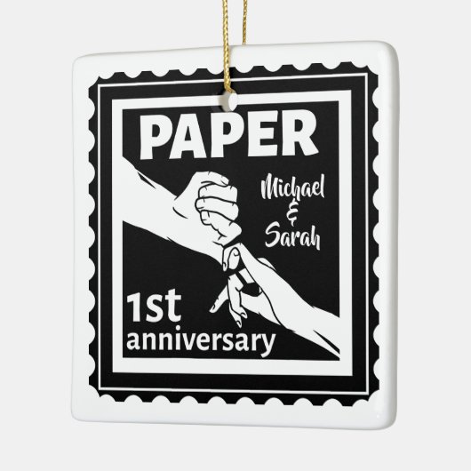 Traditionele 1e trouwdag keramisch ornament (Links)