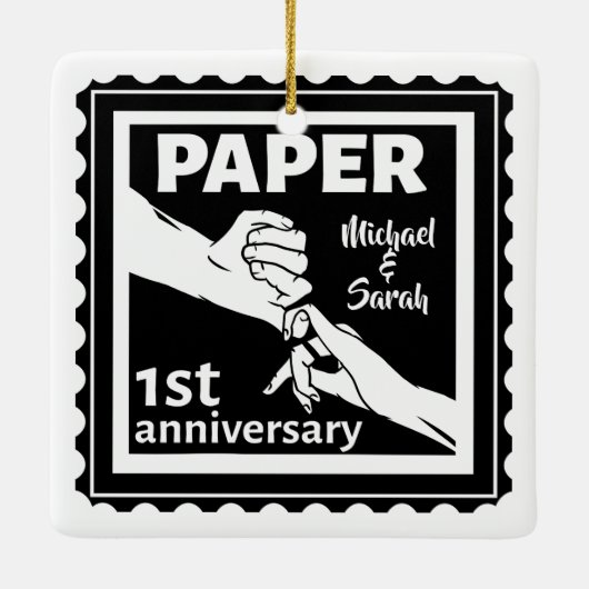 Traditionele 1e trouwdag keramisch ornament (Achterkant)