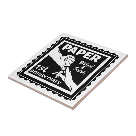 Traditionele 1e trouwdag tegeltje (Zijkant)