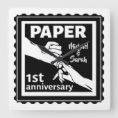 Traditionele 1e trouwdag vierkante klok (Voorkant)