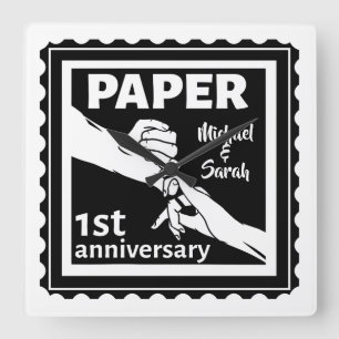 Traditionele 1e trouwdag vierkante klok