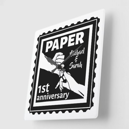 Traditionele 1e trouwdag vierkante klok (Hoek)