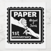 Traditionele 1e trouwdag wijn etiket (Enkel label)