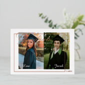 Traditionele 2 foto's Afstuderen Aankondiging Foli (Staand Voorkant)