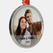 Traditionele aangepaste kerstmis met fotopaar metalen ornament (Rechts)