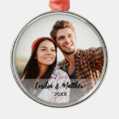 Traditionele aangepaste kerstmis met fotopaar metalen ornament (Voorkant)
