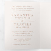 Traditionele aardse neutrale elegante bruiloft drieluik uitnodiging (Binnenzijde eerst)