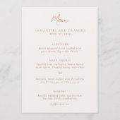 Traditionele Aardse Neutrale Elegante Bruiloft Menu (Voorkant)