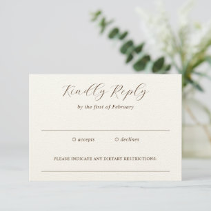 Traditionele Aardse Neutrale Elegante Trouw RSVP Kaartje