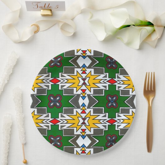 Traditionele Afrikaanse Kunst Ndebele Afrika Cultu Papieren Bordje (Huwelijk)